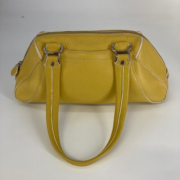 COLE HANN (MEDIUM) YELLOW PEBBLED LEATHER SHOULDER BAG ASIS - Picture 1 of 15